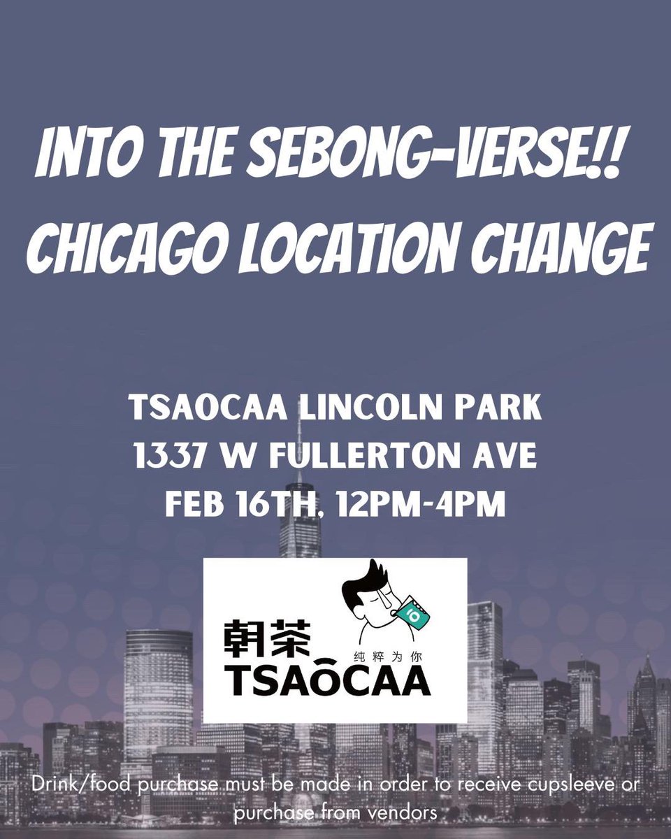 New location for Sunday’s event!! I’ll be vending ✨ So happy Tsaocaa worked out for <a href="/StudioTokki17/">Studio Tokki | Events TBA</a>