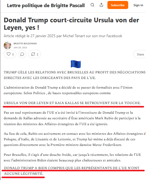 CuttyAna_'s tweet photo. @leonciobogotano @ClaraTyler777 @rglucks1 @Acarrouer @LCI @isabellesaporta @s_manigold Selon "Politico", Trump et son administration ignorent tout représentant de la CE. Est-ce qu'un jour après lâcher l'Otan, l'UE aussi? Prés. @vonderleyen ni Commissaire @kajakallas n'ont aucune légitimité sans suffrage universel. https://t.co/PMJfOynFy8 #FrexitNow @f_asselineau https://t.co/1oSI9ZMNfn