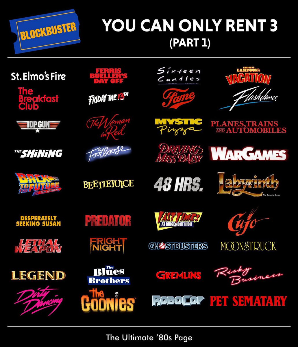 It’s Friday night at Blockbuster and I’m gonna pick Fright Night and Labyrinth, but I’ll wander the rows deciding between Risky Business or Moonstruck