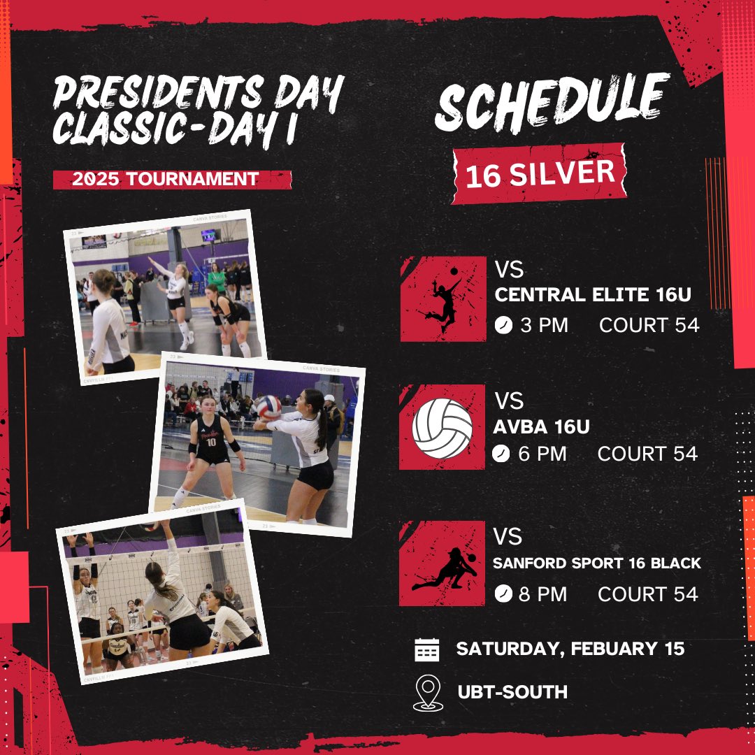 Day 1 Schedule for President’s Day Classic! Come see us on court 54!!! #Earnit #BetterTogether #PremierVB <a href="/Premier_VB/">Premier Nebraska VB</a> <a href="/PrepDig_NE/">Prep Dig Nebraska</a>