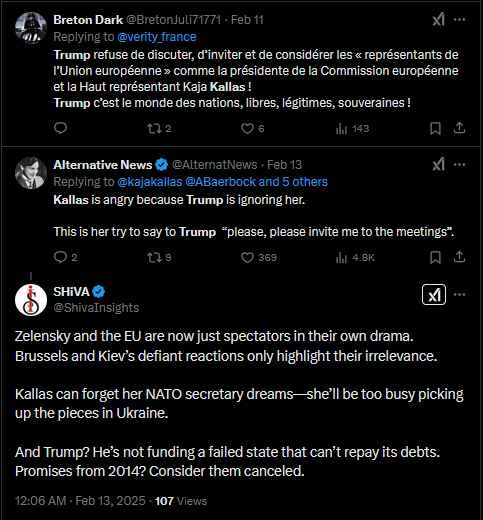 CuttyAna_'s tweet photo. @leonciobogotano @ClaraTyler777 @rglucks1 @Acarrouer @LCI @isabellesaporta @s_manigold Selon "Politico", Trump et son administration ignorent tout représentant de la CE. Est-ce qu'un jour après lâcher l'Otan, l'UE aussi? Prés. @vonderleyen ni Commissaire @kajakallas n'ont aucune légitimité sans suffrage universel. https://t.co/PMJfOynFy8 #FrexitNow @f_asselineau https://t.co/1oSI9ZMNfn