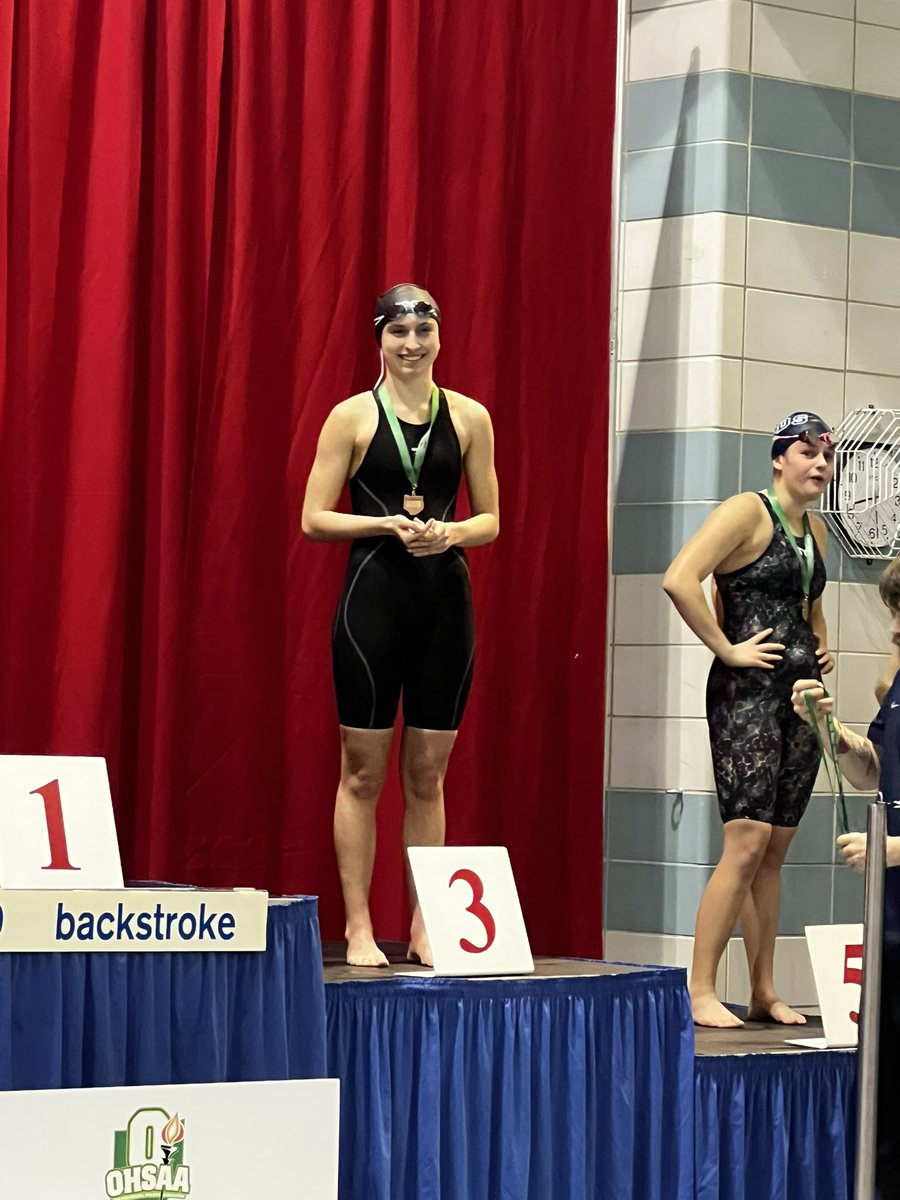 BotkinsSwim's tweet image. Bella Bucio does it again! This time in the 100back! Breaking her own school record again and placing 3rd at the districts!! A time of 58.50 seeds automatically qualifies her for the state meet and she is now the highest individual placer at swim districts in school history!!!
