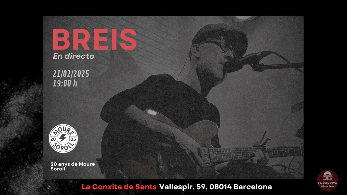 mf_breis's tweet photo. Próximo viernes, 21 febrero, en La Conxita de Sants. Ahí estaré desgranando una cuidada selección de canciones que repasen mi trayectoria y mis influencias. Si puedes, ahí te espero. Gracias 🫂 

#rock #Barcelona #conciertos @Bandcamp https://t.co/cdC28nGiBG