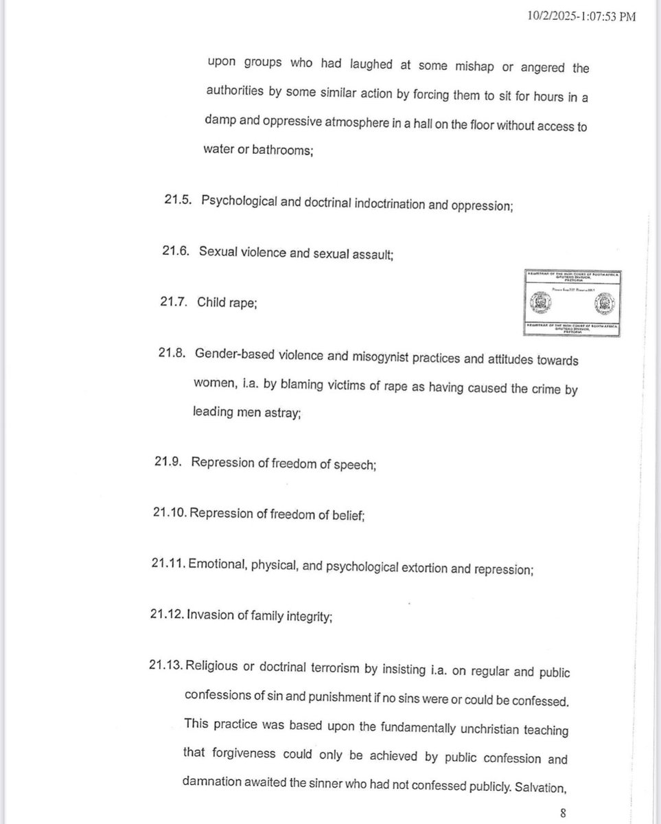EBee40's tweet photo. Court papers filed last week give a succinct summary of our allegations against KwaSizabantu, the owners of aQuellé and Emseni farming. For those saying it happened a long time ago, the SAME people are still in charge, minus the few who have died… Read this and weep 1/2 https://t.co/ygUjvCsmcl