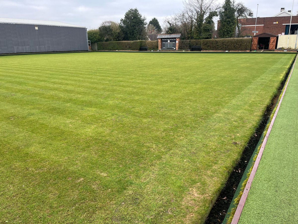premlawn's tweet photo. Our bowls greens are gearing up for the start of their season. Iron spray last week followed by a 12 mm cylinder cut.  Kettering lodge bowls and Irchester bowls club. https://t.co/PC6JyWfDAS