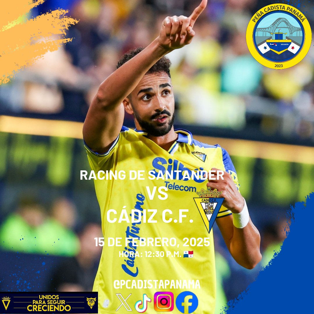 👉🏽Esta Lucha es por y para Los Cadistas💛
Nuestro <a href="/Cadiz_CF/">Cádiz Club de Fútbol</a> 🟡🔵 visita al líder <a href="/realracingclub/">Real Racing Club</a> 🟢⚪

📢 Llégate a la📍Peña y apoyando a los nuestros💪🏽

#RacingCádiz #Cadiz #Panama #pcadistapanama
#cadistasenpanama #cadizcf #laligahypermotion
#santander #Panamaendirecto #futbol