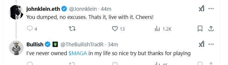MoEthWhale's tweet photo. This shows you how much of a liar this mfer is.

Well done to @Jonnklein for exposing the cuk.

https://t.co/WEm3Vpm9UA

The guy was shilling $MAGA till he dumped on his community and the $MAGA community with other KOLs. https://t.co/J9tr6B98JU