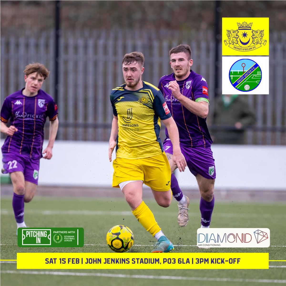Moneyfields FC (@moneyfieldsfc) on Twitter photo Back on the horse today 🐎
🏆 <a href="/IsthmianLeague/">The Pitching In Isthmian League</a> South Central Division
🆚 <a href="/AscotUnitedFC/">Ascot United FC</a>
🕒 3pm
🏟️ John Jenkins Stadium
📍PO3 6LA
🎟️ £10/£6/£2 for 12-17s - ID MUST BE SHOWN IF ASKED (U12s free with a fully paying adult)
📕 £1
💎 Match Sponsor: Diamond AC
#️⃣ #MONASC
#UpTheMoneys Back on the horse today 🐎
🏆 <a href="/IsthmianLeague/">The Pitching In Isthmian League</a> South Central Division
🆚 <a href="/AscotUnitedFC/">Ascot United FC</a>
🕒 3pm
🏟️ John Jenkins Stadium
📍PO3 6LA
🎟️ £10/£6/£2 for 12-17s - ID MUST BE SHOWN IF ASKED (U12s free with a fully paying adult)
📕 £1
💎 Match Sponsor: Diamond AC
#️⃣ #MONASC
#UpTheMoneys