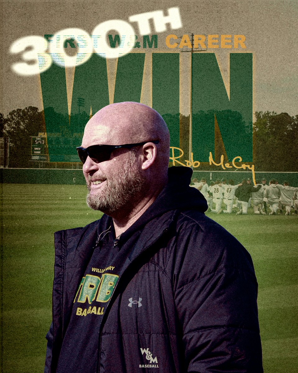 WMTribeBaseball's tweet image. 300 has a nice ring to it. 😏

First 𝐖 in green and gold for @CoachRobMcCoy. 🙌

#GoTribe