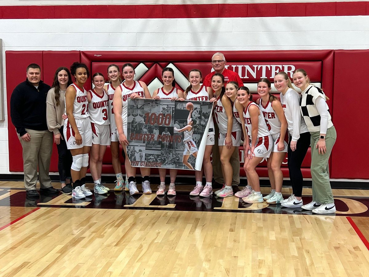 Tonight the Quinter Bulldogs beat Rawlins County 80-50. In the huge win, senior Bryn Gillespie scored 24 points to reach 1000 career points. #sportsinkansas