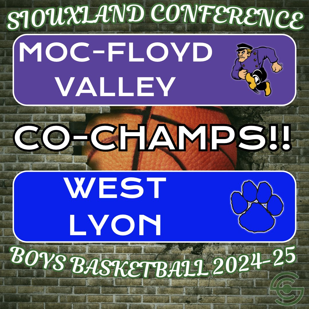 SIOUXLAND CONFERENCE CHAMPS!!!

Congratulations to West Lyon and MOC-Floyd Valley Boys Basketball Teams on clinching a share of the Siouxland Conference Title!

🏀🏀🟣🔵