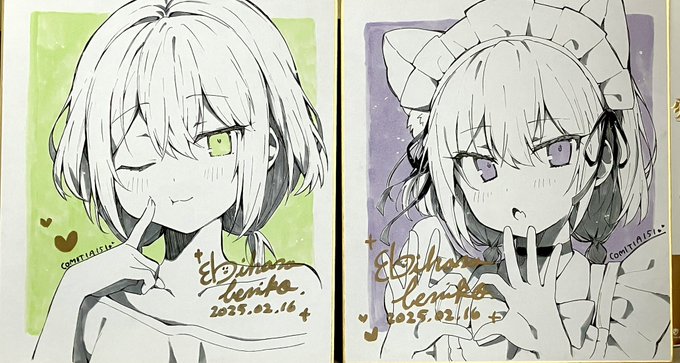 色紙!2枚描きました✌️✨ 