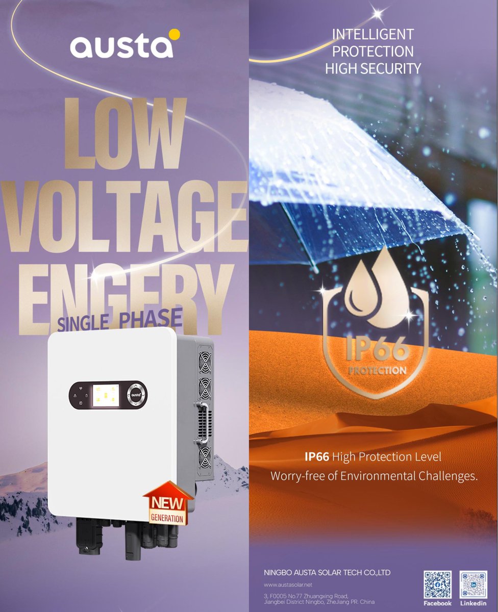 AustaSolar's tweet photo. 🌧️ Sandstorm? Heavy Rain? No Challenge for #Austa AU3-8KESL-G2!

When your solar solutions face harsh environments, #IP66 high protection becomes the ultimate shield.

✅ Defying the Elements
✅ Intelligent Protection, High Security

👉 Explore More: https://t.co/vzuZwDypXf https://t.co/lQzFhiItNf