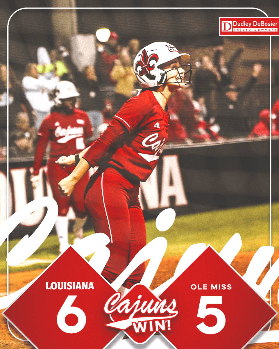📌 FINAL (vs. Ole Miss - 9 inn.)

𝗖𝗢𝗠𝗘𝗕𝗔𝗖𝗞 dub! 🌟

📊 ragncaj.co/sbom0214

#GeauxCajuns | <a href="/DudleyDeBosier/">Dudley DeBosier Injury Lawyers</a>