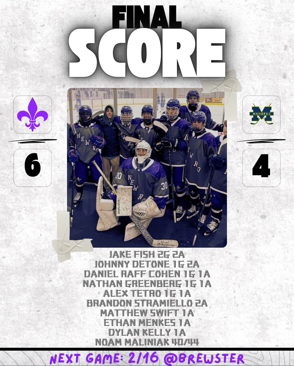 Last night.. Boys varsity ice hockey wins on senior night versus Mahopac with a final score of 6-4. Congratulations seniors!

Sophomore goalie Noam Maliniak had an outstanding performance to secure the win with 40 saves. Way to go!