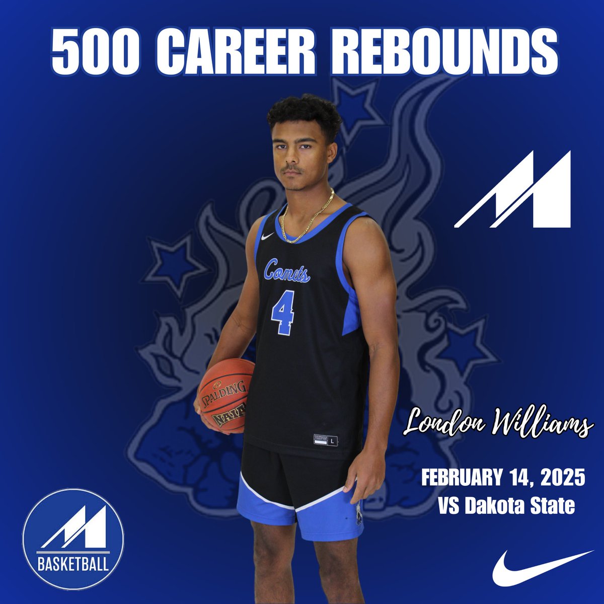 In tonight’s win at Dakota State, London Williams surpassed the 500 career rebound mark! Congratulations London! 👏🏻🎉

#Congrats | #500 | #TheVille | #CometBall
