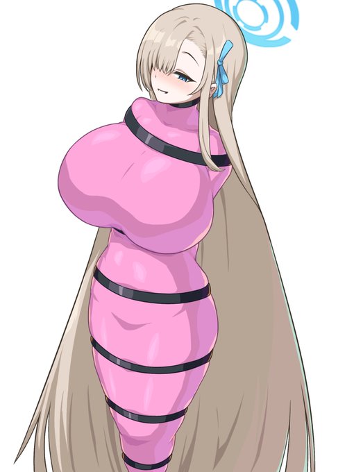 ラバーとバンドで全身拘束された一之瀬アスナ 