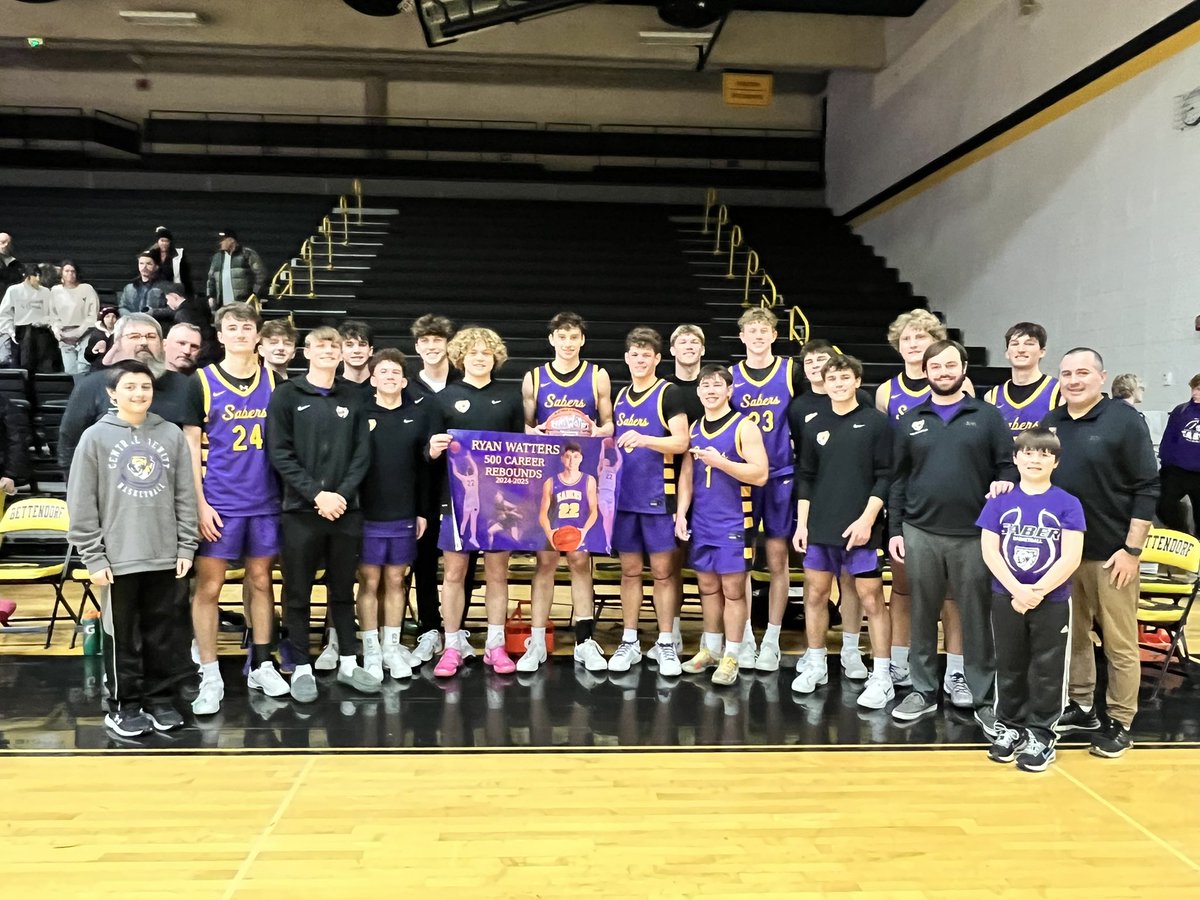 CDSabersBBball's tweet photo. Congratulations to Ryan Watters on getting to 500 career rebounds as a Saber tonight against Betttendorf!  He is the 3rd player in program history to each this mark. https://t.co/CdaLcDajyB