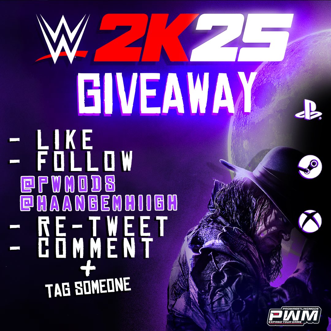WWE 2K25 GIVEAWAY with <a href="/PWMods/">| | PWM | | - Expand Your Game</a>

How to enter?  

✅Follow ME, your boy <a href="/HaangEmHiigh/">V. 💔💔🐝</a> and <a href="/PWMods/">| | PWM | | - Expand Your Game</a>
✅ Tag a friend! (Or ME! I'm your FRIEND--)
✅ Like &amp; Retweet!

Good luck!