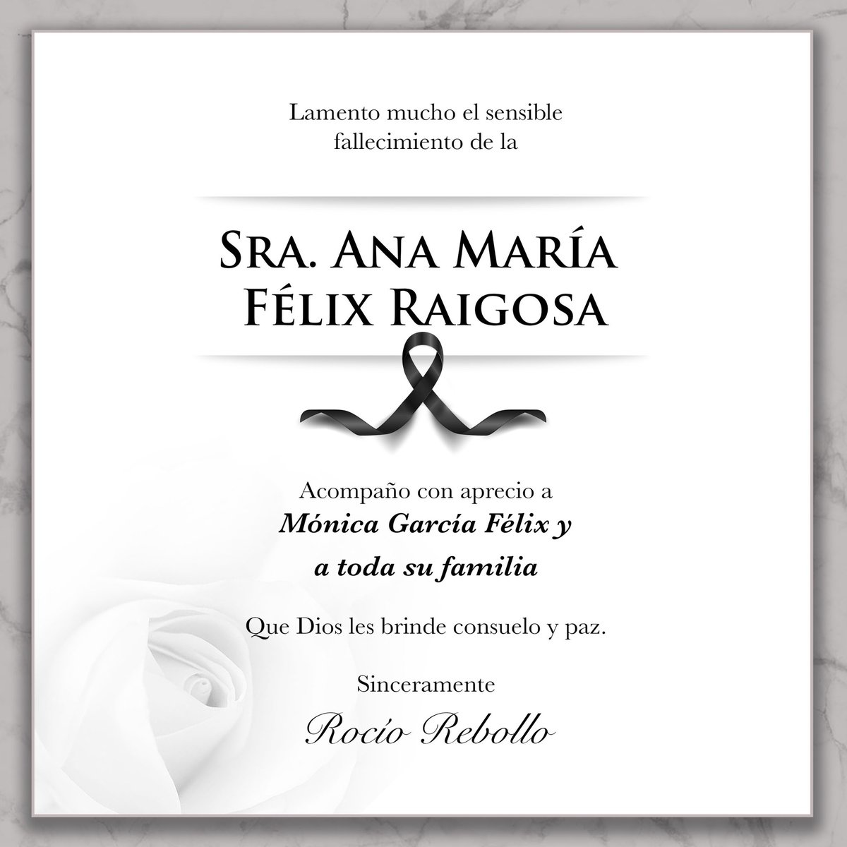 Querida Mónica, lo siento mucho. Te mando un fuerte abrazo y acompaño a toda la familia en su dolor. 

Descanse en paz. ✝️🕊️