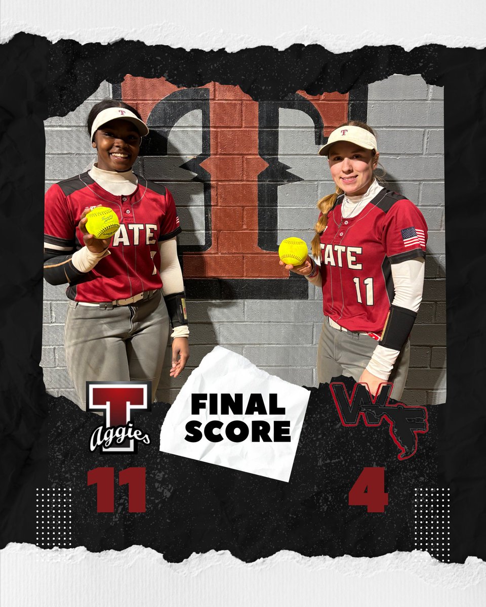 The Lady Aggies took the W in the last game of the Pre-Season Classic against the West Florida Jags 11-4 with 2 homeruns from <a href="/m_padgett11/">Mykamia “Mymy” Padgett</a> and <a href="/karaWine11/">Kara Wine</a>!!  Way to go Aggies!

Next up, Crestview at Tate 2/20, JV 4:30 and Varsity at 6:30