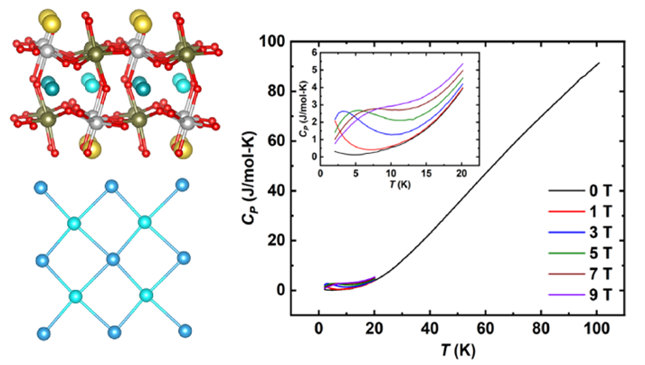 raorahul25497's tweet image. Just Published: NaYbZnWO₆, a doubly ordered perovskite where Yb³⁺ forms frustrated 2D square lattices. Despite an internal field (~1.48 K), no magnetic order appears down to 0.4 K, suggesting a magnetically disordered quantum state! 🧲@ACSPublications 
🔗pubs.acs.org/doi/10.1021/ac…