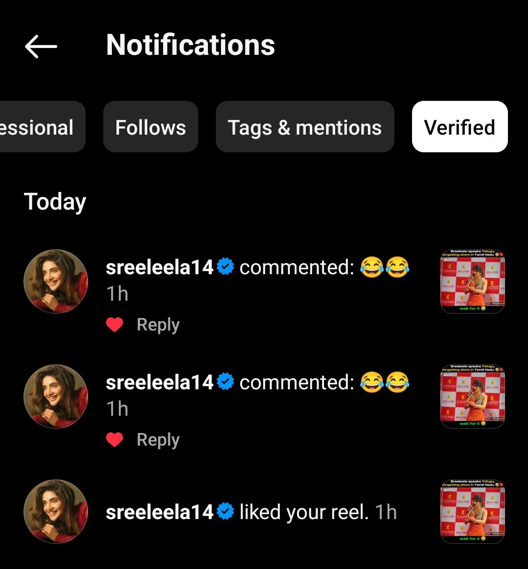 OMG!!! Finally she commented 😭♥️ #sreeleela