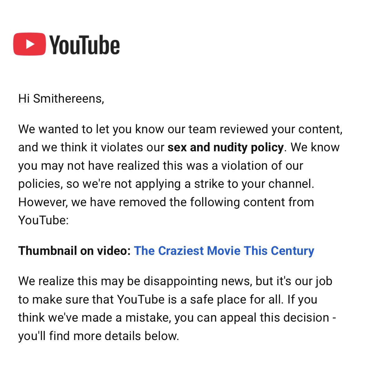 BradleySmithYT's tweet image. Oh…well I was scared my whole video got removed, but it turns out it was just my thumbnail. Weird how it’s okay for this to be in the trailer, but not the thumbnail.
