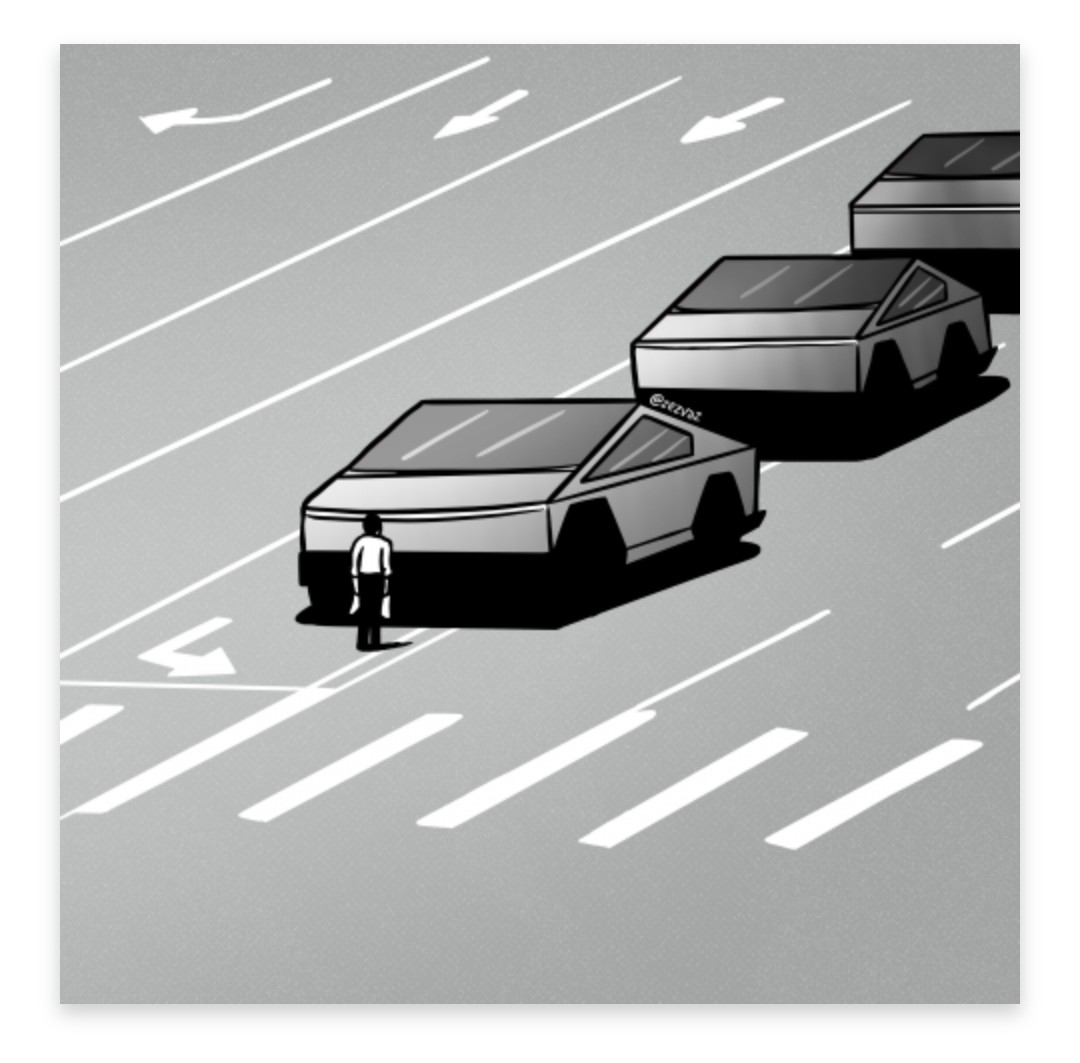 BettinaSRoss1's tweet photo. "Cybertruck Man"
"A cartoon in defiance of Musk"

Cartoon: Zez Vaz (Portugal) https://t.co/De12Mi5Ivm