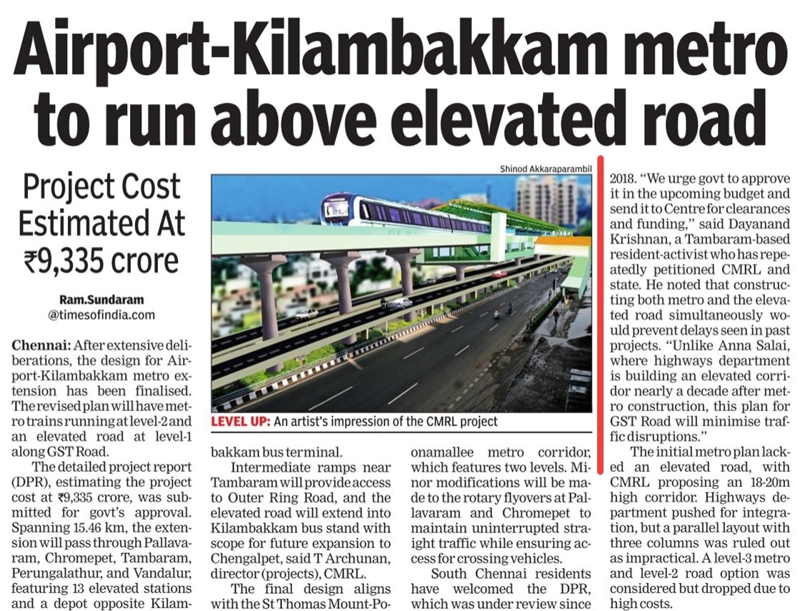 dayatiger197312's tweet image. #MetroExtension
#Chennai_Airport #Kilambakkam 
#DPR submitted
Feedback
We urge @CMOTamilnadu
@TThenarasu @cmrlofficial
to approve it in the upcoming #GoTN_budget and send it to Centre for clearances and funding" 
GoTN should allocate funds and commence the works
@ramsundaramTOI
