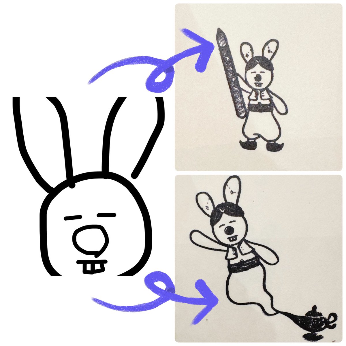 kiki_stationery's tweet photo. 長男との合作?スタンプ爆誕🤣
ランプの精Boosa(ぶうさ)ちゃん。
元のイラスト、長男。
命名、ララさん。
イラスト補正、私。
流水持たせたんだけど、オスモだと画像が荒くてよくわらない💦
ゴム印にしてもっと細かいとこまで再現したいな🥺
#自作スタンプ
#オスモ
#Boosa
#HASE硝子工房 https://t.co/tJkfM2oXEf