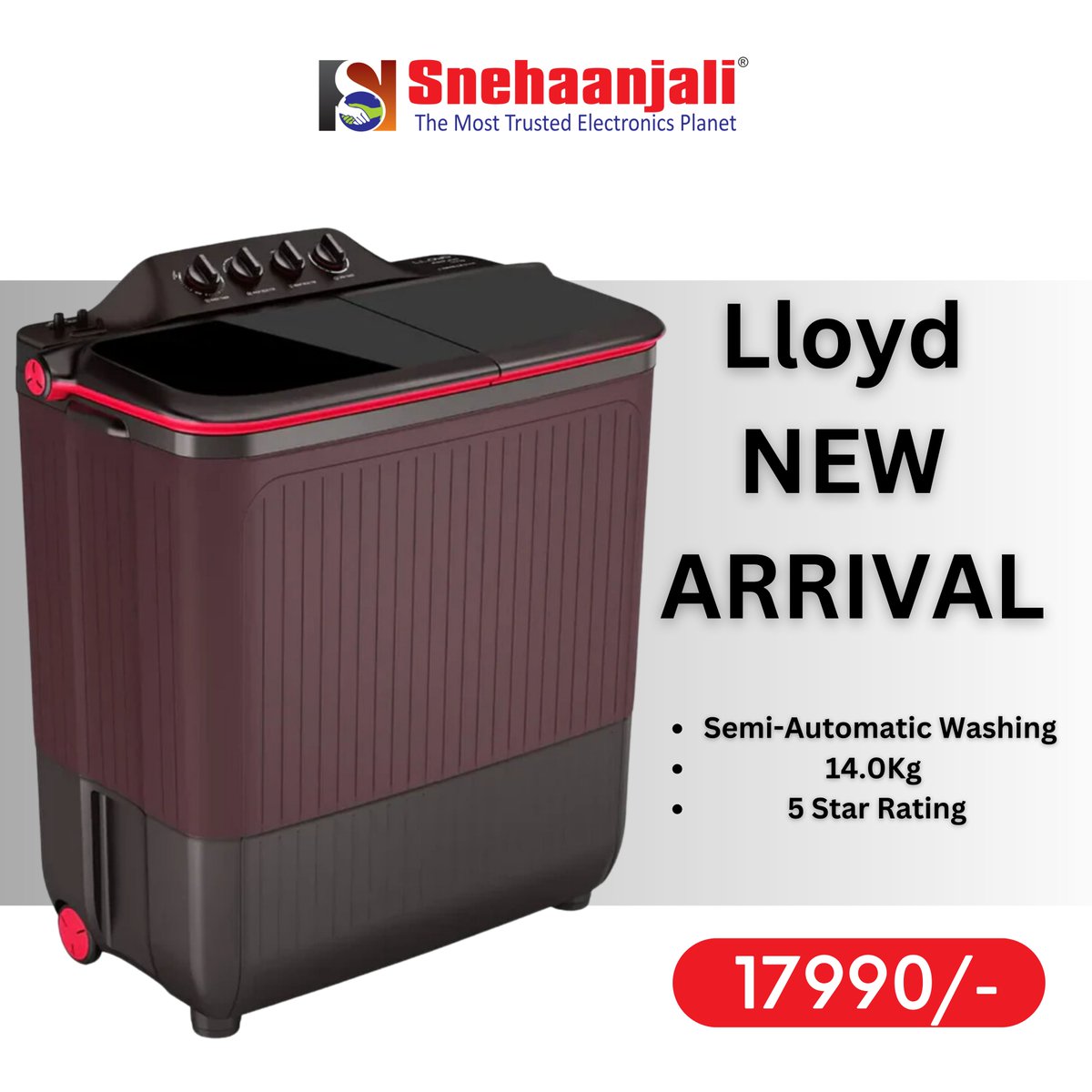 snehaanjali_'s tweet image. Lloyd 5-Star Washing Machine – Just ₹17,990!
✨ Energy-Efficient &amp;amp; Powerful Cleaning 
🏡 Upgrade Your Laundry Game Now!
📍 Visit Snehanjali Electronics today!
🛒 Shop Online: snehanjali.in
#LloydWashingMachine #EffortlessCleaning #HomeAppliances #SnehanjaliElectronics