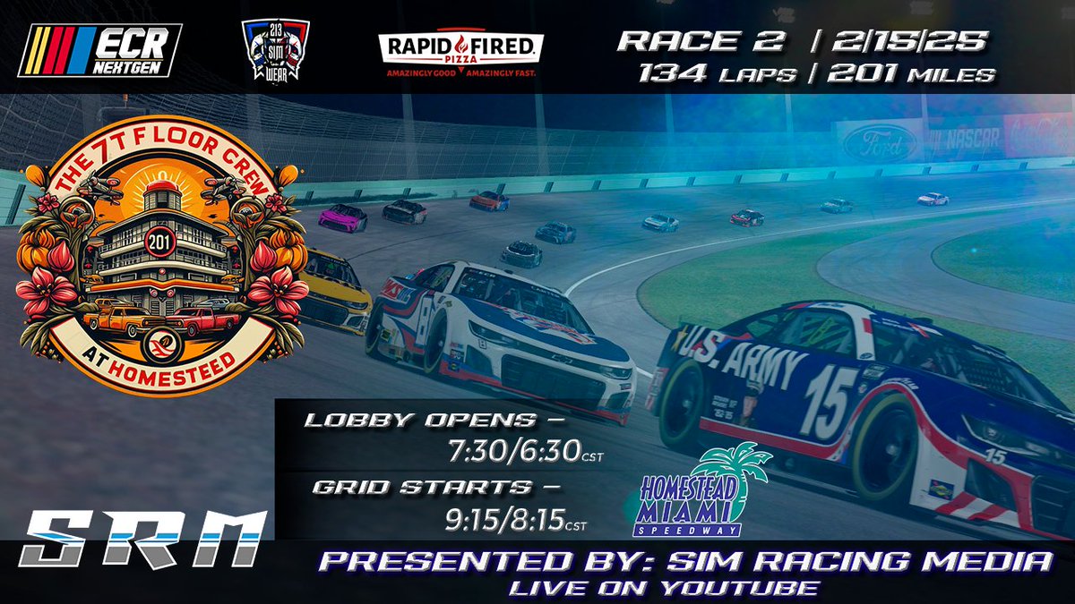 Raceday! Tonight, we head to Homestead for Race #2 of our 2025 Cup Season.

Tune in and catch the race live as <a href="/SimRacingMedia1/">Sim Racing Media</a> calls all the action.

youtube.com/live/d7yxSUgrp…