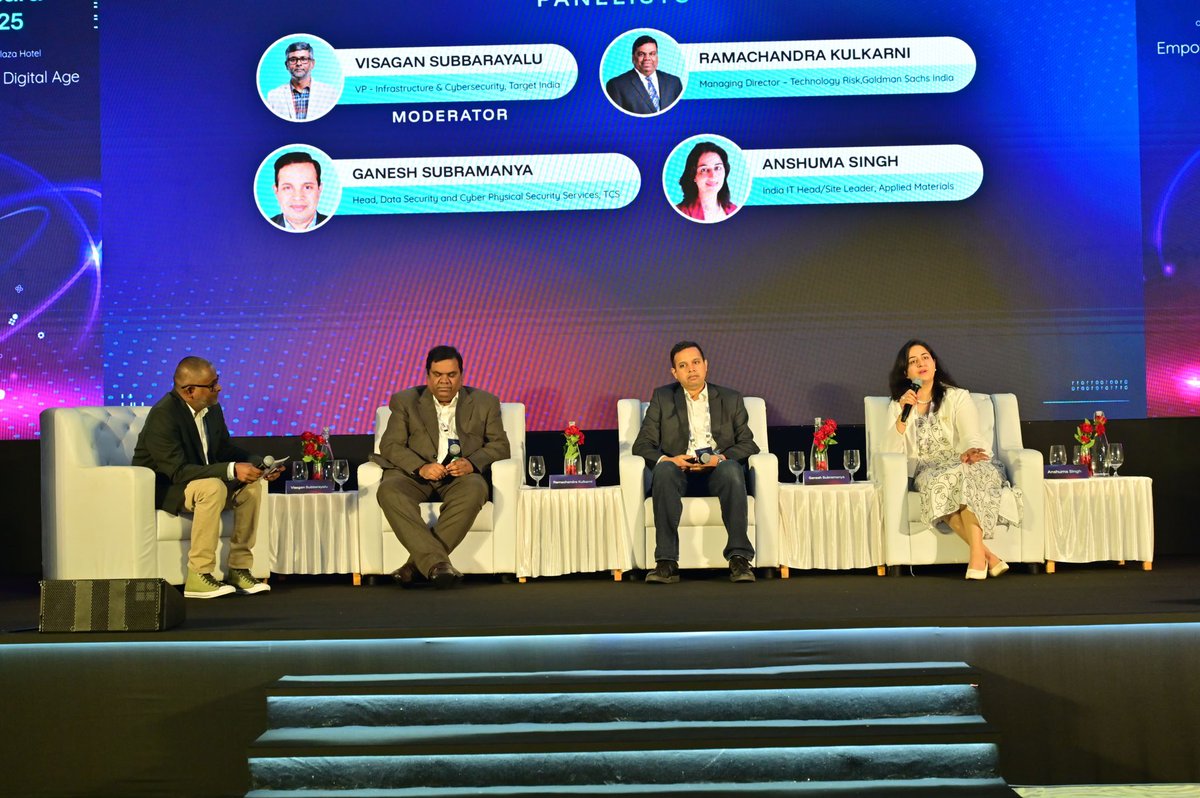 MCyberverse's tweet photo. The CyberShield Mysuru 2025 panel discussed AI-driven cyber threats, the need for a security-first mindset, and stronger leadership in cybersecurity. Experts from Applied Materials, TCS, and Goldman Sachs emphasized vigilance and collaboration for a secure digital future. https://t.co/vX9UoG6kdR