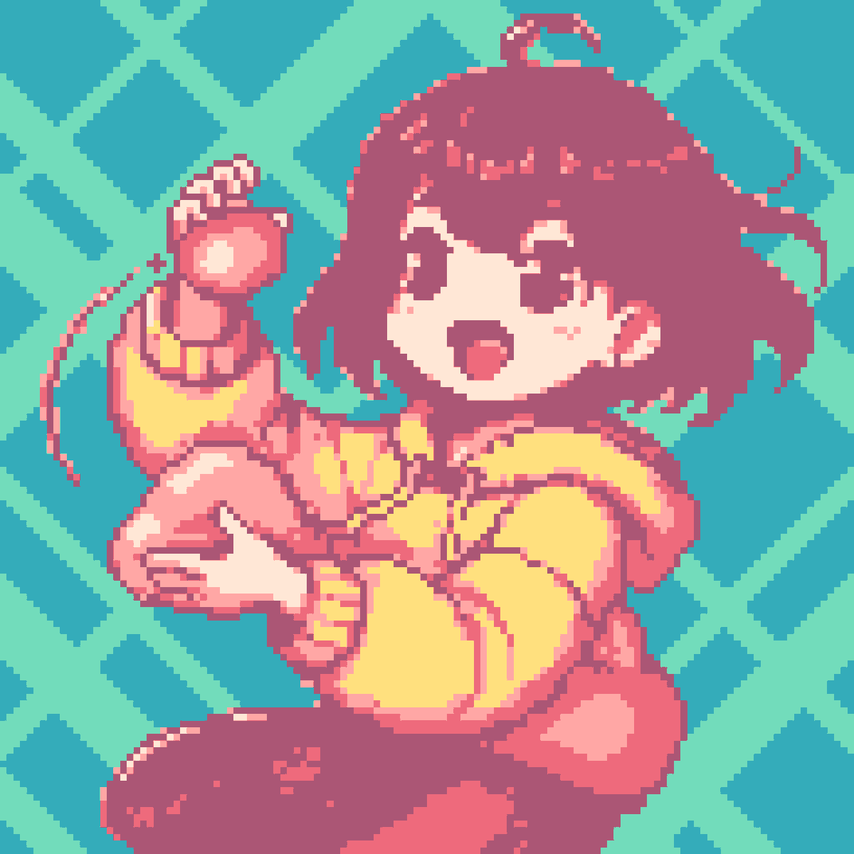 I did a fanart of
<a href="/catbunart/">dani</a>
! I like this new palette. #pixelart