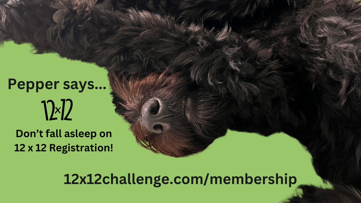 12 x 12 Challenge (@12x12challenge) on Twitter photo Founder <a href="/juliefhedlund/">Julie Hedlund SONG AFTER SONG is out now!</a>.bsky.social's dog Pepper has a habit of sleeping through important events. She warns YOU not to sleep through the last hours of #12x12PB registration! #kidlit #kidlitart #writingcommunity Join us today at 12x12challenge.com/membership Founder <a href="/juliefhedlund/">Julie Hedlund SONG AFTER SONG is out now!</a>.bsky.social's dog Pepper has a habit of sleeping through important events. She warns YOU not to sleep through the last hours of #12x12PB registration! #kidlit #kidlitart #writingcommunity Join us today at 12x12challenge.com/membership