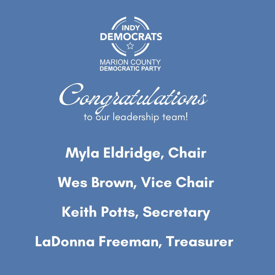 Introducing our leadership team! 

Thanks to all who participated in a long day of voting to build an even stronger Democratic Party for Indianapolis!