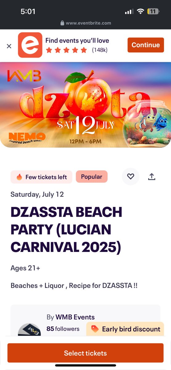 WMB_Ent's tweet photo. DZ🍑TA EARLYBIRD TICKETS LIVE NOWW‼️
🎟️E-tickets available on Eventbrite (Link in Bio)
🎫 DM the page for Physical Tickets
🧊SMALL COOLERS ALLOWED
⚠️20 & OLDER
🪪 I.D Required
Beaches + liquor , Recipe for DZASSTA‼️
.
.
#wqWMB #DZASSTA #DZ🍑TA #FindingNEMO
#THEMEDEvent https://t.co/eEsBYfT4aO
