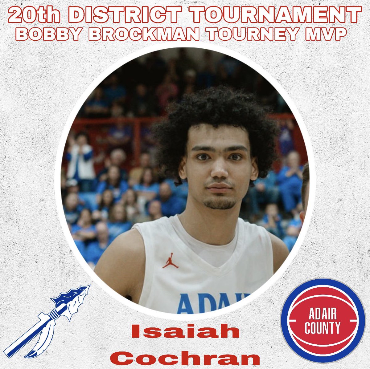 Adair County BBall (@adaircobball) on Twitter photo Indians wing, Isaiah Cochran was named the Bobby Brockman 20th District Tournament MVP last night after the Indians 70-67 championship win. <a href="/Purezay1/">Isaiah Cochran</a> Indians wing, Isaiah Cochran was named the Bobby Brockman 20th District Tournament MVP last night after the Indians 70-67 championship win. <a href="/Purezay1/">Isaiah Cochran</a>