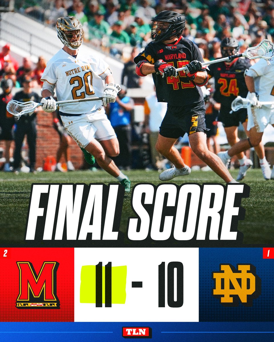 TLN 🥍 (@lacrossenetwork) on Twitter photo MARYLAND WINS THE REMATCH 😤🐢
Thanks to a last second save from <a href="/TerpsMLax/">Maryland Men's Lacrosse</a>’s new #1 Logan McNaney, the Terrapins take home a win in Atlanta vs. <a href="/NDlacrosse/">Notre Dame Lacrosse</a> MARYLAND WINS THE REMATCH 😤🐢
Thanks to a last second save from <a href="/TerpsMLax/">Maryland Men's Lacrosse</a>’s new #1 Logan McNaney, the Terrapins take home a win in Atlanta vs. <a href="/NDlacrosse/">Notre Dame Lacrosse</a>