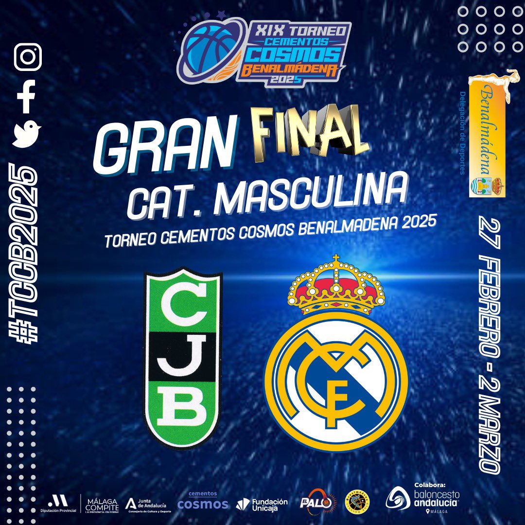 💣 ¡LA FINAL MASCULINA YA TIENE PROTAGONISTAS!

<a href="/RMBaloncesto/">Real Madrid Basket</a> y <a href="/Penya1930/">Club Joventut Badalona</a> se van a jugar el ORO en el #TCCB2025 mañana por la mañana en el Arroyo de la Miel.

¡PARTIDAZO CON TODAS SUS LETRAS!

🔵🟠 #TorneoCementosCosmos #Benalmadena