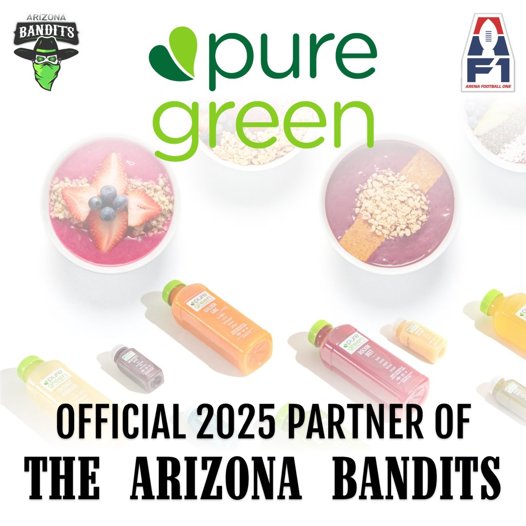 We’re excited to welcome Pure Green as an official partner for the 2025 season! 🍓🥤 With locations in Arcadia &amp; Tempe, they’re bringing superfood smoothies, açaí bowls, and cold-pressed juices to Arizona. Here’s to a winning season together! 🏆🔥
#ArizonaBandits #PureGreen