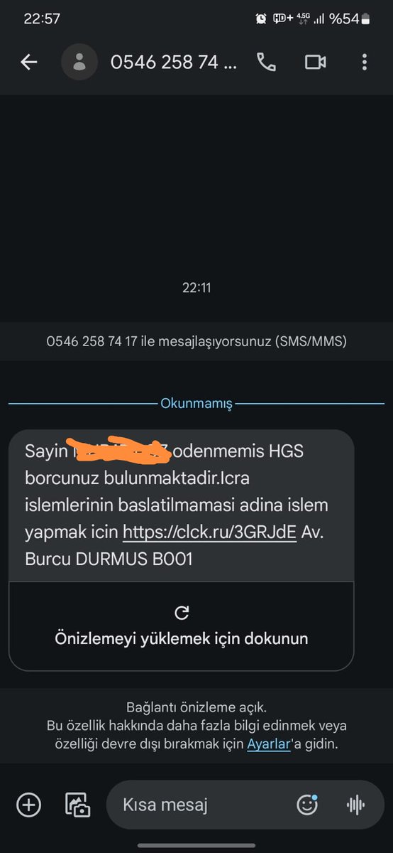 Yazılı numaradan binlerce kişiye mesaj gitmiş durumda. Linki sakın tıklamayın. Telefon sahibi şu an şikayet için ilgili yere müracaat ediyor.