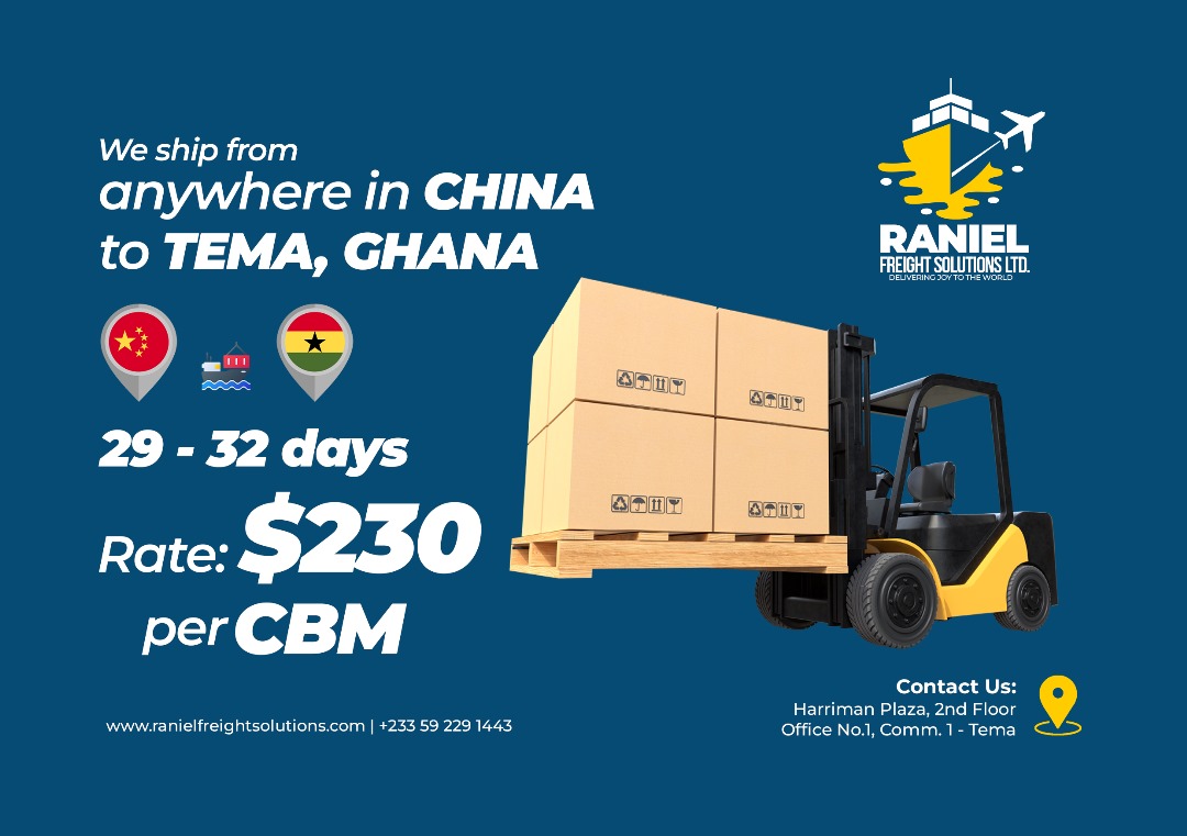 SAnafful's tweet photo. Looking for a reliable, fast, and cost-effective way to ship your goods from China to Ghana?
 Raniel Freight Solutions Ltd. has got you covered https://t.co/f8NLRDVnIR