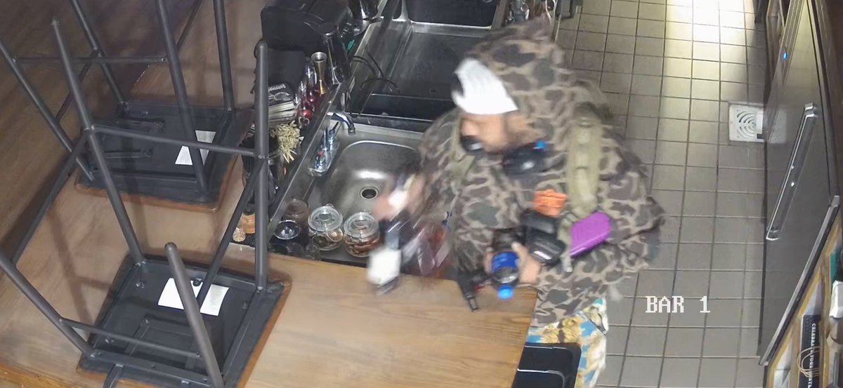 HurtadoBBQ's tweet photo. Please help us identify this POS who broke into our Dallas store and stole several point of sale devices and bottles of liquor. You might see him walking around town wearing our merch that he also stole. https://t.co/NCABPSklo2