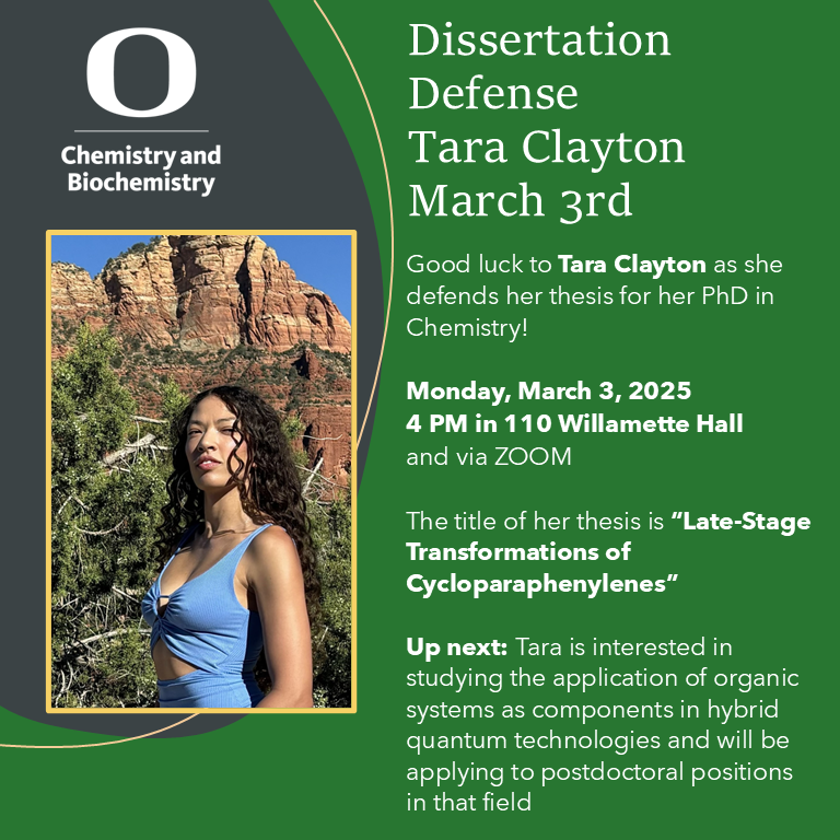 🏆Tara will be defending her dissertation this coming Monday, March 3rd! We are so excited for this big moment! Good luck Tara😍

👉The Zoom link: uoregon.zoom.us/j/92555495666 
The meeting ID (if needed) is 925 5549 5666
