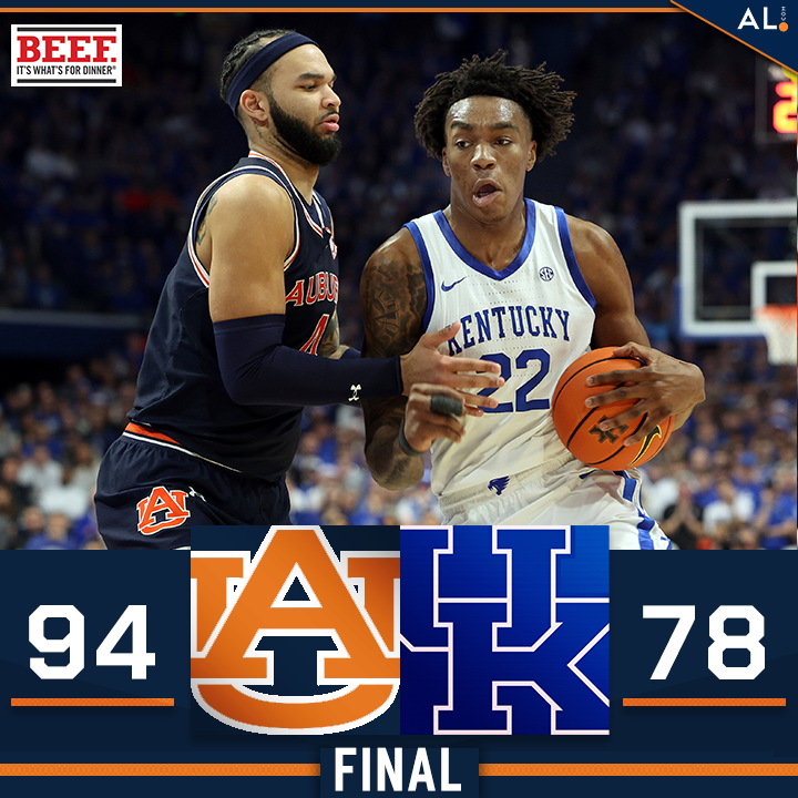 Auburn defeats Kentucky in Rupp Arena for the first time since 1988, as Bruce Pearl coaches his first win in Lexington with the Tigers #WarEagle