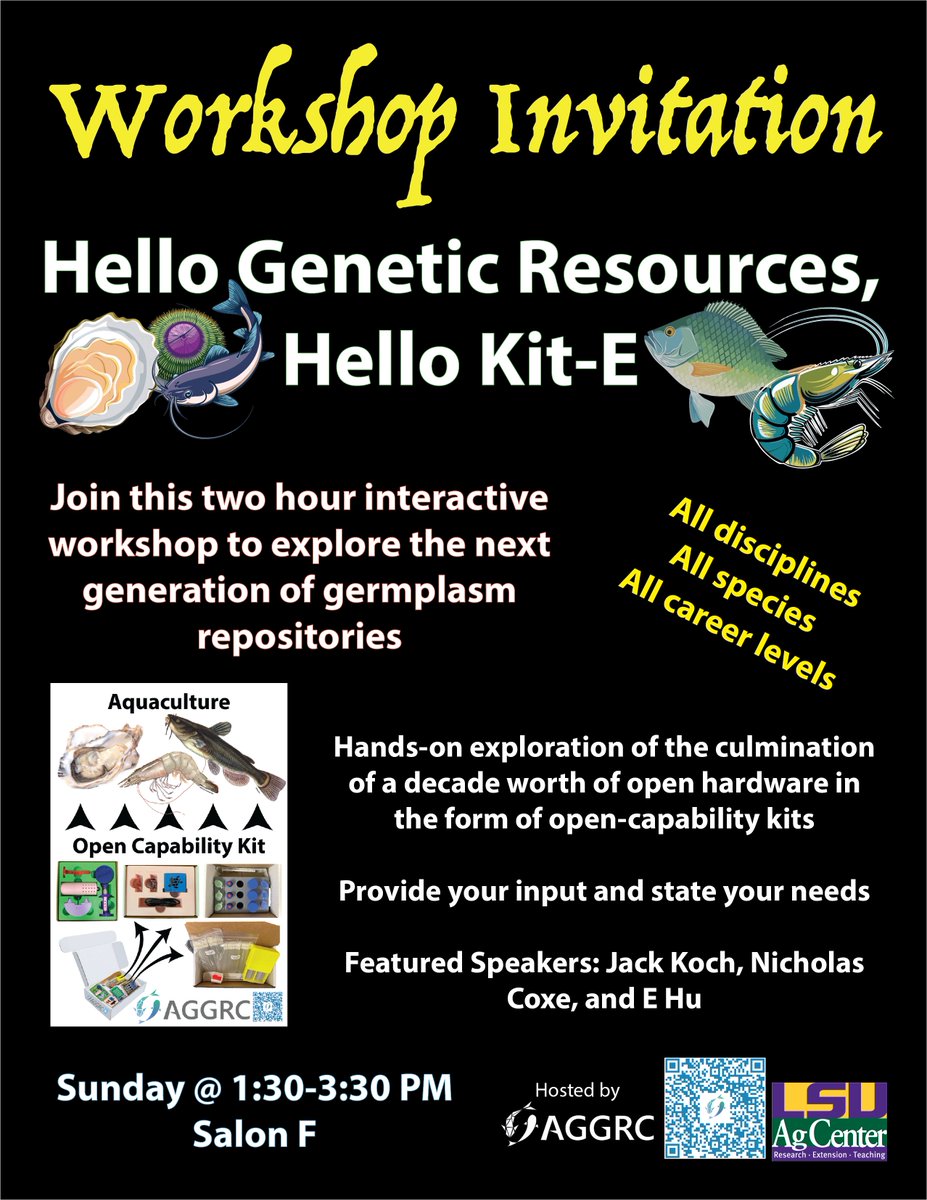 Going to Aquaculture 2025 next week? Put our interactive workshop on your Sunday afternoon schedule! Here is your official invitation to come experience the future of genetic resource protection and germplasm repositories! Spread the word! <a href="/AGGRC_LSUAC/">AGGRC</a>