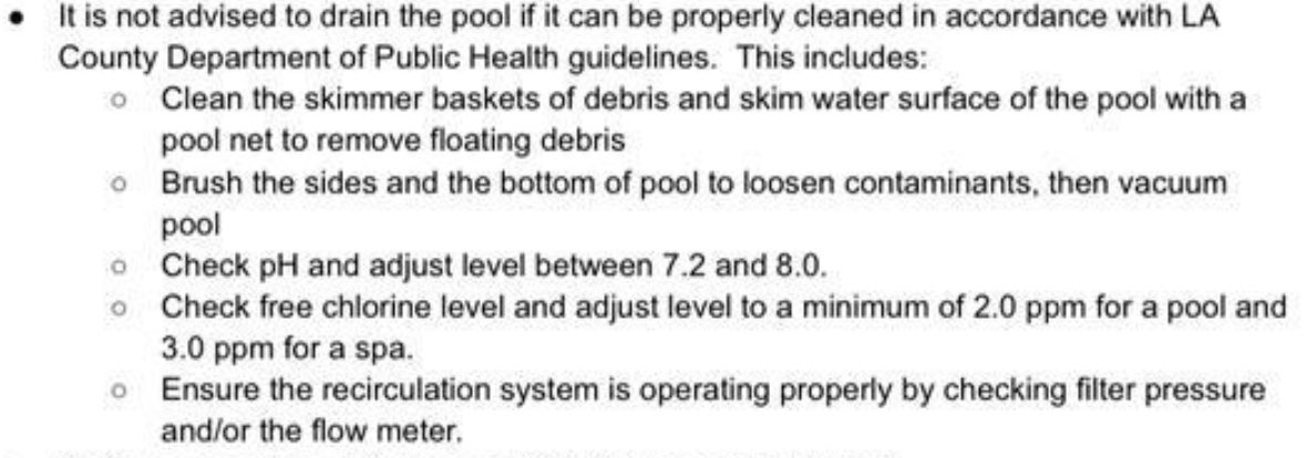 Under what circumstance is it “not advised to drain” a pool contaminated by #palisadesfire #eatonfire <a href="/lapublichealth/">LA Public Health</a> ? Chlorine and pH balancing do not fix toxic metals, and chlorine does crazy chemistry with some detected VOCs.

ALL fire contaminated pools should be drained.