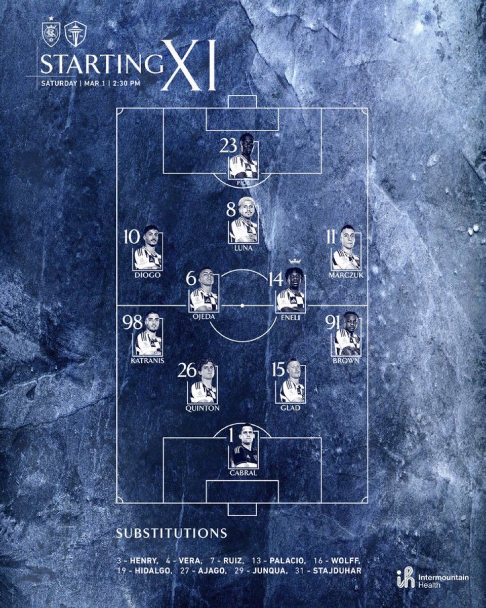 MLSLad's tweet photo. Real Salt Lake vs Seattle Sounders Lineups set https://t.co/jmnYIC1x0M